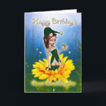 Great Granddaughter, Birthday Card - Fantasy Cute<br><div class="desc">Great Granddaughter,  Birthday Card - Fantasy Cute Elf On Sunflower</div>