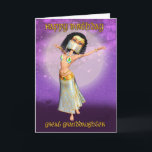 Great Granddaughter Birthday Card With Cute Dancer<br><div class="desc">Cute little dancer in pretty blending purples and glitter effect text</div>