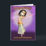 Great Granddaughter Birthday Card With Cute Dancer<br><div class="desc">Cute little dancer in pretty blending purples and glitter effect text</div>
