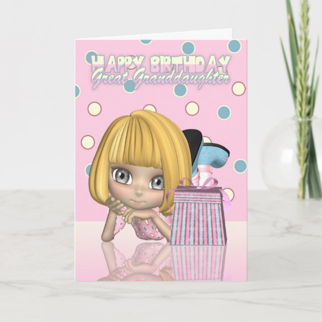 Great Granddaughter Birthday Card With Cute Little (Front)