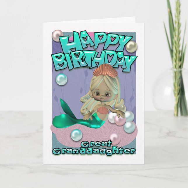 Great Granddaughter Birthday Card With Mermaid (Front)
