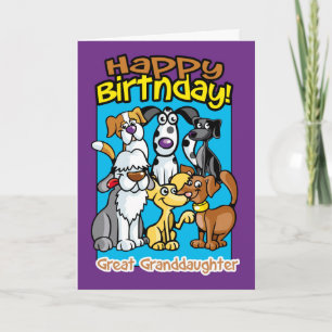 Great Granddaughter, Birthday Celebration Dogs, Lo Card