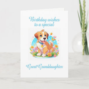 Great Granddaughter Birthday Puppy Dog Card