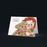 great granddaughter birthday rag doll with teddy card<br><div class="desc">Old rag doll with brown fuzzy teddy bear for great granddaughter's birthday.</div>