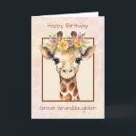 Great Granddaughter Birthday Sweet Safari Jungle Card<br><div class="desc">Celebrate a beloved great-granddaughter with this tender and charming birthday card. A sweet baby giraffe, adorned with soft pink and yellow florals, sits against a gentle watercolor background with a subtle giraffe pattern, creating a dreamy and affectionate feel. The delicate artwork and warm colours capture the special bond between generations....</div>