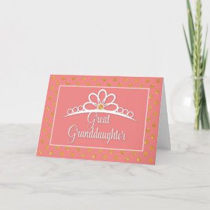 Great Granddaughter Birthday w/ Crown & Gold Look Card