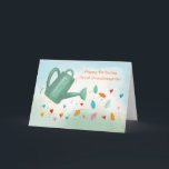 Great Granddaughter Birthday Watering Can Hearts Card<br><div class="desc">Delight your precious great granddaughter on her birthday with this one-of-a-kind greeting card. Set against a serene watercolor background, a vibrant green metal watering can takes centre stage, showering her with an array of whimsical water droplets. Each drop boasts its own unique pattern, representing the myriad of blessings and love...</div>