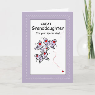 Great Granddaughter Butterflies Birthday Card