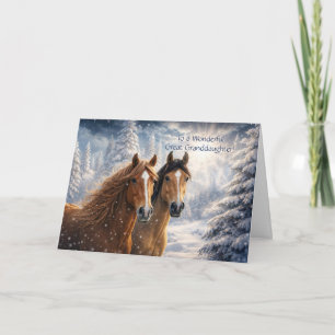 Great Granddaughter Christmas with Horses Holiday Card