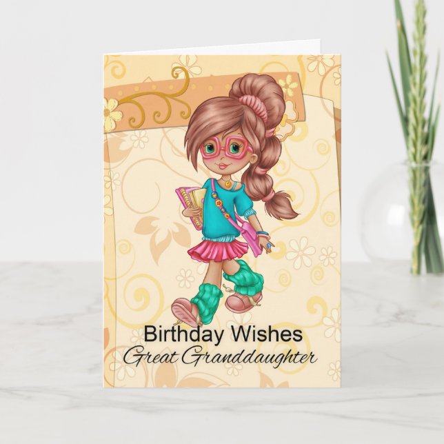 Great Granddaughter Cute And Trendy Birthday Card (Front)