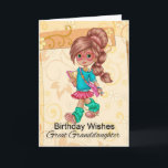 Great Granddaughter Cute And Trendy Birthday Card<br><div class="desc">A sweet little girl walking with her books on a modern floral swirl background</div>