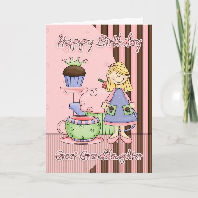 Great Granddaughter Cute Birthday Card - Cupcakes (Front)