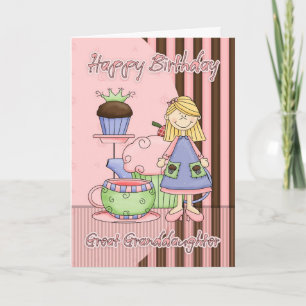 Great Granddaughter Cute Birthday Card - Cupcakes