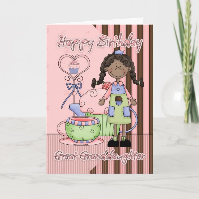 Great Granddaughter Cute Birthday Card - Cupcakes (Front)