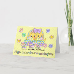 Great Granddaughter Cute Easter Chicks In A Basket Holiday Card