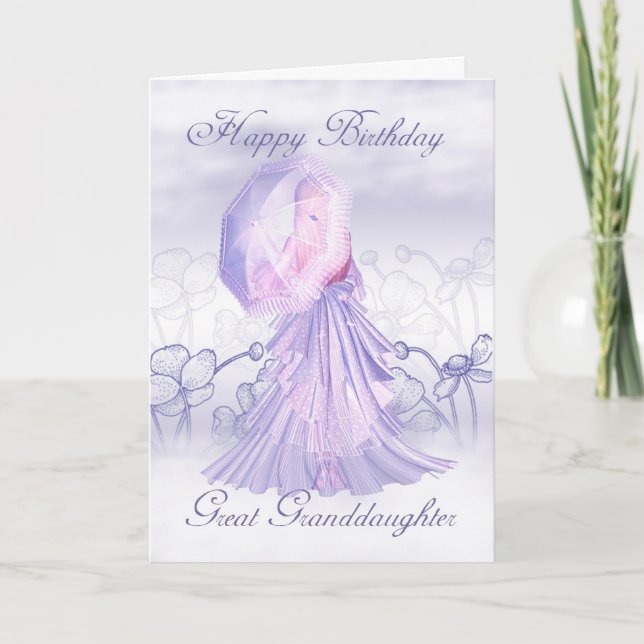 Great Granddaughter Cute Feminine Birthday Card (Front)