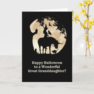 Great Granddaughter Cute Witch Halloween Unicorn Card