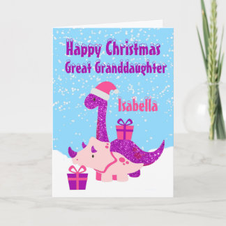 Great Granddaughter Dinosaur Purple Personalised C Card