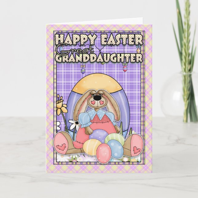 Great Granddaughter Easter Card - Easter Bunny & E (Front)