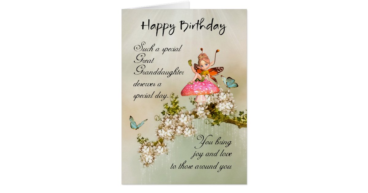 great granddaughter fairy birthday card with bloss zazzle