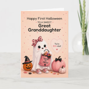 Great Granddaughter First Halloween Cute Ghost Car Card