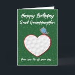 Great Granddaughter Golf Sports Heart Birthday Card<br><div class="desc">Score an eagle greeting with this beautiful golf inspired card with a bird on a golf ball textured heart on a green background. Your great granddaughter who loves golf will love this one.</div>
