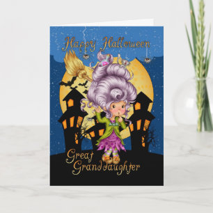 great granddaughter halloween cartoon witch card