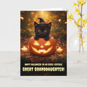 Great Granddaughter Happy Halloween Cute Kitten Card