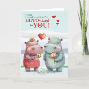 Great Granddaughter Hippopotamus Valentine's Day Holiday Card