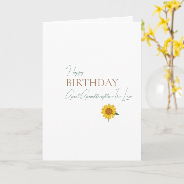 Great Granddaughter-In-Law Birthday Sunflower Card (Yellow Flower)