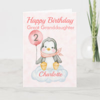 Great Granddaughter Penguin Happy 2nd Birthday