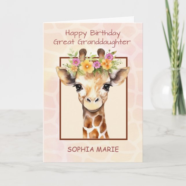 Great Granddaughter Personalise Birthday Safari Card (Front)