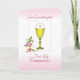 Great Granddaughter Pink First Holy Communion Card