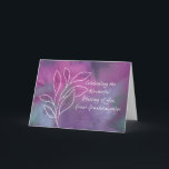 Great Granddaughter Religious Birthday Blessings Card<br><div class="desc">It is your great granddaughter’s special day with this religious birthday card. The harmonious blend of magenta, purple, lavender, and navy blue watercolors creates a captivating backdrop. White outlined leaves are prominent on the front, while inside, the message celebrates her as a cherished jewel, bestowed upon the family by God's...</div>