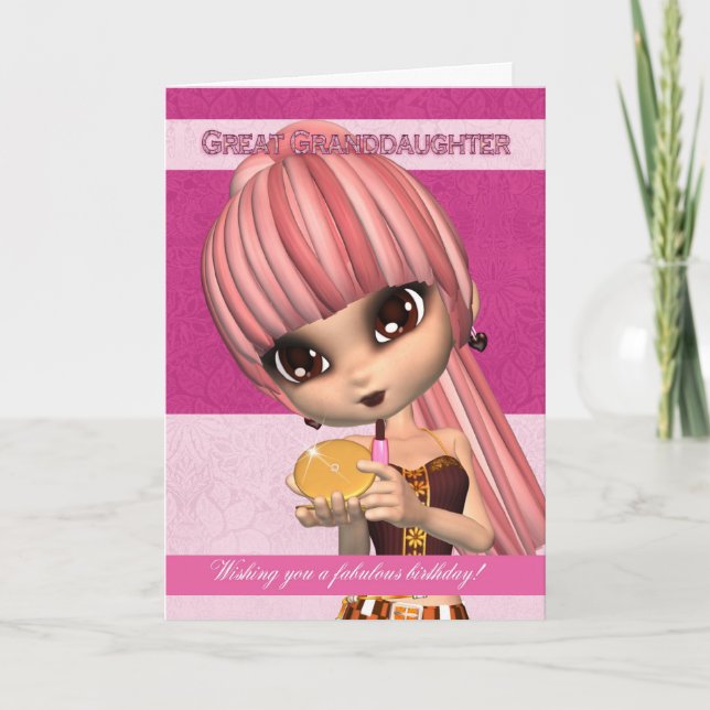 Great Granddaughter Trendy Birthday Girl Greeting Card (Front)