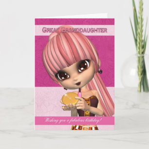 Great Granddaughter Trendy Birthday Girl Greeting Card