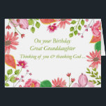 Great Granddaughter Watercolor Flowers Religious B<br><div class="desc">Let your Great Granddaughter know how special she is in your life by sending her this birthday card. The religious birthday message is surrounded by brightly coloured flowers.</div>