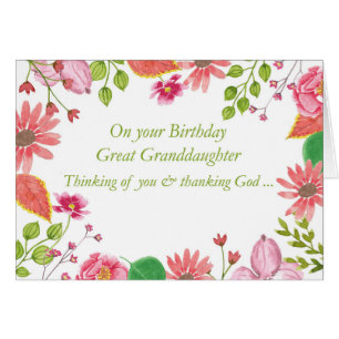 Great Granddaughter Watercolor Flowers Religious B