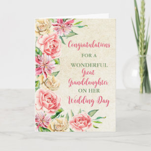 Great Granddaughter Wedding Day Congratulations Card