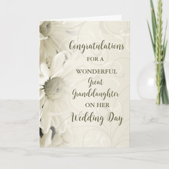Great Granddaughter Wedding Day Congratulations Card (Front)