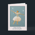 Great Granddaughter's Birthday with Ballet Dancer Card<br><div class="desc">This lovely little ballerina is reaching towards the stars wearing a flowing green and white costume.  She has castanets in her hands and is on a background stars.</div>