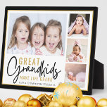 Great Grandkids Make Life Grand 4 Photo Collage Plaque<br><div class="desc">A modern photo collage gift for grandparents with a sentimental quote "Grandkids make life grand".Personalise with 4 pictures and grandchildren names to make it a memorable gift for Christmas mother's day, grandparents's day,  and birthday..</div>