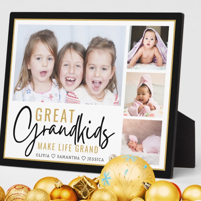 Great Grandkids Make Life Grand 4 Photo Collage Plaque (Creator Uploaded)