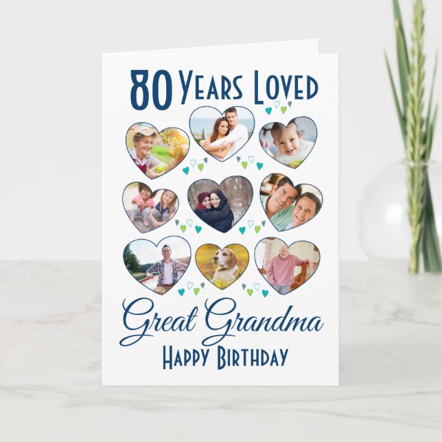 Great Grandma Birthday Photo Collage Card (Front)