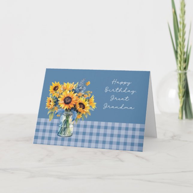 Great Grandma Birthday Sunflowers in Mason Jar Card (Front)