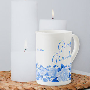 Great Grandma China Blue Watercolor Floral Bone China Mug