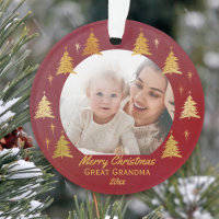 Great Grandma Christmas Photo Red and Gold