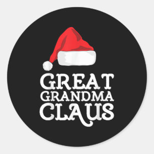 Great Grandma Claus Christmas Santa's Hat Pajama F Classic Round Sticker