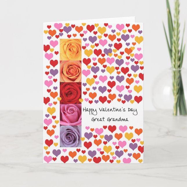 Great Grandma Coloured Valentine's Day Holiday Card (Front)