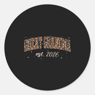 Great Grandma Est 2026 Preppy Floral Fall Pumpkin  Classic Round Sticker